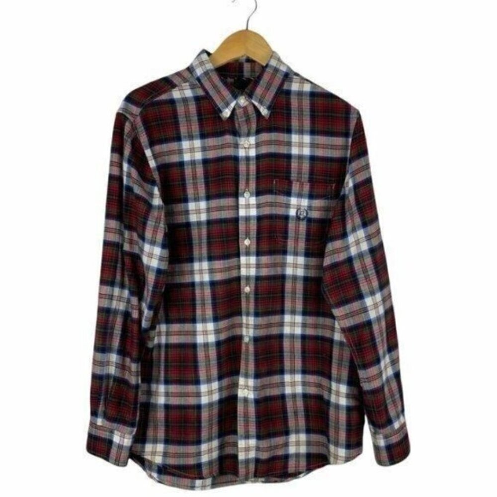 Chaps Men's Red Plaid Long Sleeve Button Down Cotton Oxford Shirt US M